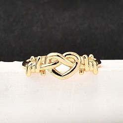Золотой 304 из нержавеющей стали манжеты кольца, открытые кольца, сердце, золотые, 7 мм, размер США 7 1/4 (17.5 мм)