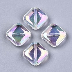 Klar ab Transparente Acryl Perlen, AB Farbe, Karo, klar ab, 23x23.5x7 mm, Bohrung: 1.6 mm