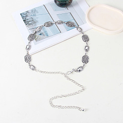 Oval Ремни из сплава в этническом стиле для женщин, античное серебро, овальные, 1080 мм