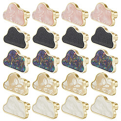 Mixed Color 20Pcs 5 Colors Zinc Alloy & Acrylic Drawer Cabinets Handles, with 20Pcs Screw, Cloud Shape, Light Gold, Mixed Color, 23x37x22mm