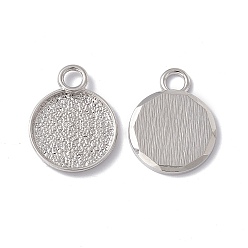 Platinum Rack Plating Alloy Pendant Cabochon Settings, Cadmium Free & Lead Free, Flat Round, Platinum, Tray: 19.5mm, 28x22x2.5mm, Hole: 4.5mm, 