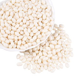 (404) Непрозрачное AB Кислое яблоко 500 шт. стеклянные бусины, окрашенные в цвет выпечки, овальные, цветочный белый, 7x4~4.5 мм, отверстие : 0.9 мм