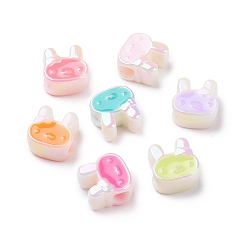 (52) Непрозрачная лаванда УФ-покрытие Радужные переливающиеся акриловые европейские бусины, бусины с большим отверстием, с эмалью, кролик, разноцветные, 12.2x12x7 мм, отверстие : 4 мм