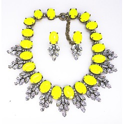 Кристалл Сплава горный хрусталь комплектов ювелирных изделий, включают серьги и ожерелья, овальные, кристалл, 430 мм