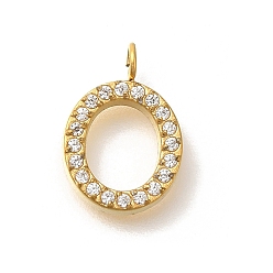 Золотой Ионное покрытие (ip) 304 подвески из нержавеющей стали с микропаве из кубического циркония, числовые прелести, золотые, 11x9x2 мм, отверстие : 1.8 мм