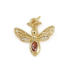 Dragonfly Латунные микро проложить кубического циркония подвески, без кадмия и без свинца, реальный 18 k позолоченный, с целью перехода в кольце, стрекоза, 18.5x19x3 мм, отверстие : 3 мм