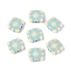 Светло-Голубой Окрашенные непрозрачные акриловые бусины, прямоугольные, Небесно-голубой, 9x10.8x3 мм, отверстие : 1.6 мм, Около 2000 шт / 500 г