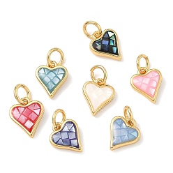 (52) Непрозрачная лаванда Латунь эмаль подвески, сердце прелести, с естественной оболочке, долговечный, стойки покрытие, с целью перехода в кольце, реальный 18 k позолоченный, разноцветные, 9.5x8x2.5 мм