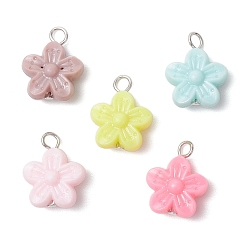 (52) Непрозрачная лаванда Акриловые подвески с цветами, с железными петлями, разноцветные, 19.5x15.5x8 мм, отверстие : 3 мм