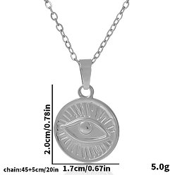 Серебро 304 Женские подвески-ожерелья из нержавеющей стали от сглаза, серебряные, 17.72 дюйм (45 см)