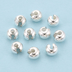 Серебро 925 крышки для бусин из стерлингового серебра, серебряные, 5.5x4 мм, отверстие : 1.6 мм