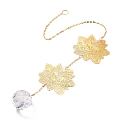 Золотой Кулон в виде ловца солнца из граненого стекла, с латунной и железной фурнитурой, для дома, садовый декор, лотос, золотые, 435 мм