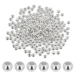 Серебро 300шт. стойка покрытие латунные распорные бусины, долговечный, круглые, серебряные, 4x3 мм, отверстие : 1.5 мм
