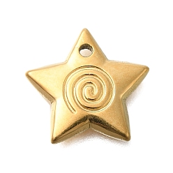 Настоящее золото 18K Вакуумное покрытие pvd 201 подвески из нержавеющей стали, звезда очарование, реальный 18 k позолоченный, 14x14x2 мм, отверстие : 1 мм