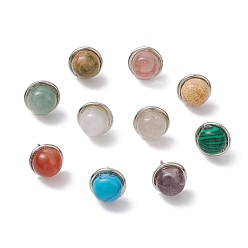 Смешанные камни Полукруглые булавки-кабошоны из смешанного натурального и синтетического камня, железные канцелярские кнопки, для фото стены, карты, доска объявлений, 14x10 мм
