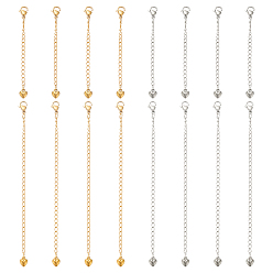 Платиновый & Золотой 16 шт. 4 стили 304 конец из нержавеющей стали с цепями, сердце, с 304 из нержавеющей стали Lobster Claw застежками, платиной и золотом, 74~125 мм, 4 шт / стиль