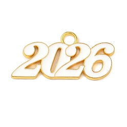 Белый Подвески из эмали и сплава, 2026 прелести, золотые, белые, 18.5x37.5x2 мм, отверстие : 4 мм
