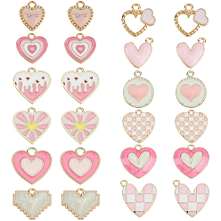 (52) Непрозрачная лаванда 48 шт 12 стили подвески из сплава эмали, сердце прелести, разноцветные, 16~19.5x13~21x1.5~4 мм, отверстие : 1.5~3 мм, 4 шт / стиль