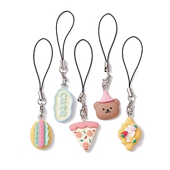 Mixed Color Bear/Cat/Food/Cloud Resin Mobile Straps, Nylon Cord Mobile Accessories Decoration, Mixed Color, 8.6~9cm