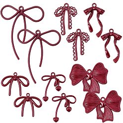 Темно-Красный 12шт 6 стили подвески из сплава, окрашенные распылением, с эмалью, бантом, темно-красный, 19~43.5x17.5~36.5x2.5~5 мм, отверстие : 1.2~1.8 мм, 2 шт / стиль