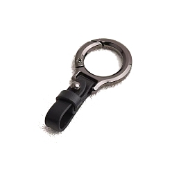 Черный Сплав цинка брелок, с ПУ кожаный, чёрные, 7.4x3.4 см