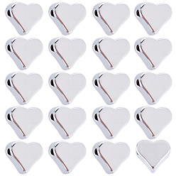 Платинированный 30 латунные бусины шт., сердце, Реальная платина, 5.5x6x3 мм, отверстие : 1.5 мм