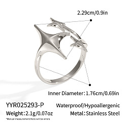 Нержавеющая Сталь Цвет 304 регулируемые манжеты из нержавеющей стали с открытыми кольцами для женщин, звезда, цвет нержавеющей стали, 22.9 мм, внутренний диаметр: 17.6 мм