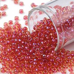 (241) Inside Color AB Light Topaz/Mauve Lined Toho runde Rocailles, japanische Rocailles, (241) Innenfarbe ab hellem Topas / lila gefüttert, 8/0, 3 mm, Bohrung: 1 mm, über 222pcs / Flasche, 10 g / Flasche