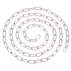 Stainless Steel Color 304 Stainless Steel Paperclip Chains, Soldered, Stainless Steel Color, 30x14x3mm, about 6.56 Feet(2m)(±3cm)/pc
