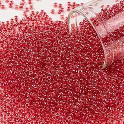 (355) Inside Color Crystal/Siam Lined TOHO Round Seed Beads, Japanese Seed Beads, (355) Inside Color Crystal/Siam Lined, 11/0, 2.2mm, Hole: 0.8mm, about 5555pcs/50g