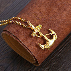 Золотой Ожерелья из сплава пиратского якоря, золотые, 23.62 дюйм (60 см)