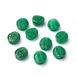 Myanmar Jade Natural Myanmar Jade/Burmese Jade Beads, Dyed, Oval with Double Fish, 12x5mm, Hole: 1.4mm