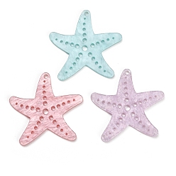Mixed Color Opaque Acrylic Pendants, Starfish Charms, Mixed Color, 39x41x2.5mm, Hole: 2mm