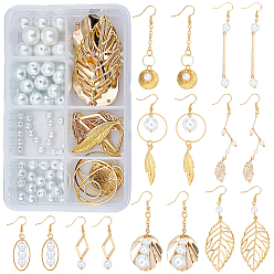 Mixed Color DIY Earring Making Kits, with Glass Pearl Beads, Brass Pendants & Earring Hooks, Alloy Pendants and Iron Jump Rings, Mixed Color