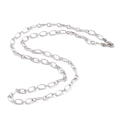 Antique Silver Brass Cross Chain Necklaces, with Hook and S-Hook Clasps, Long-Lasting Plated, Textured, Antique Silver, 21 inch(53.3cm)