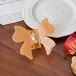 Сэнди Коричневый Заколки для волос из ацетата целлюлозы и железных когтей, стразы для волос для женщин и девочек, бабочка, песчаный коричневый, 70 мм