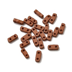 Седло Коричневый 2 Отверстие для выпечки краски стеклянные бусины, прямоугольные, седло коричневый, 5x2x1.5 мм, отверстие : 0.7 мм