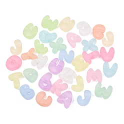 Mixed Color Frosted Transparent Acrylic European Beads, Large Hole Beads, Letter, Mixed Color, 21~24.5x18~24.5x9~9.5mm, Hole: 6mm
