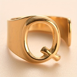 Letter Q 304 из нержавеющей стали манжеты кольца, золотые, Буква Q, 16 мм, внутренний диаметр: 18 мм