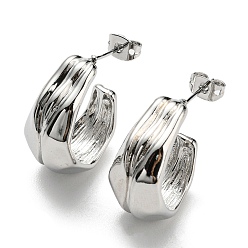 Платина Серьги-гвоздики c-образной формы, украшения из латуни для женщин, без кадмия и без свинца, платина, 22x11 мм