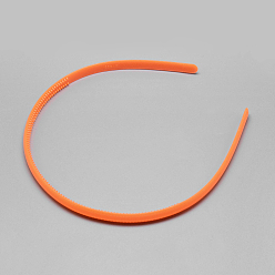 Dark Orange Plain Plastic Hair Band Findings, with Teeth, Imitation Jelly, Dark Orange, 120mm, 8mm