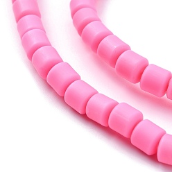 Hot Pink Handmade Polymer Clay Bead Strands, Column, Hot Pink, 6.5x6mm, Hole: 1.2mm, about 61pcs/strand, 15.75 inch(40cm)