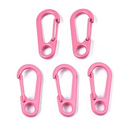 Ярко-Розовый Окрашенные распылением пружинные кольца из сплава, защелкивающееся кольцо, без кадмия, без никеля и без свинца, ярко-розовый, 31.5x14.5x7 мм, отверстие : 5.5 мм