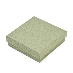 Темный Морско-зеленый Витрины для ювелирных изделий из бумаги, футляры для хранения колец, серег, ожерелий, браслетов, с губкой, квадратный, темно-зеленый, 7.6x7.6x3.5 см