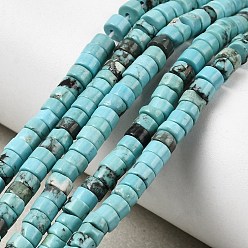 Бледно-бирюзовый Бусины из натурального магнезита, окрашенная и подогревом, Heishi бусы, Плоский круглый / диск, бледные бирюзовая, 4x2 мм, отверстие : 0.6 мм, около 175~179 шт / нитка, 14.96''~15.16'' (38~38.5 см)