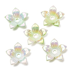 Green Yellow UV Plating Opaque Acrylic Beads, Iridescent, Flower, Gradient Color, Green Yellow, 21.5x23x5mm, Hole: 2.5mm