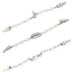 Mixed Shapes 3 шт. 3 стили платиновый сплав зажимы для свитера, зажим для воротника кардигана, с abs имитационными жемчужными бусинами , разнообразные, 158~167 мм, 1 шт / стиль