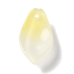 Шампанско-Желтый Двухцветные стеклянные подвески, Большой Тянь-Шань, лист прелести, шампанское желтый, 19.5x10.5x6 мм, отверстие : 1.2 мм