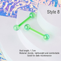 Круглые Акриловые кольца для сосков, весенний зеленый, круглые, Длина стержня: 17мм, штифты : 1.6 мм