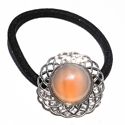 Легкий Лосось Резинки для волос из натурального серого агата, для женщин, светлый померанцевый, Цветок: 30x30 мм